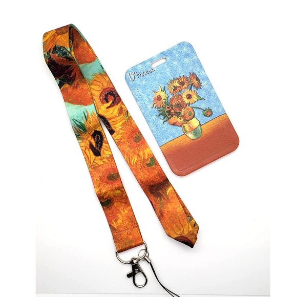 Sunflowers Van Gogh Lanyard Yellow Orange - Picture 1 of 4